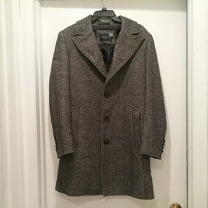 Men's Wool Blend Herringbone Topcoat- Small